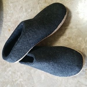 Glerups Charcoal Wool Suede Slipper Shoe Size 39 US 8